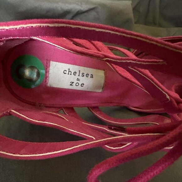 Chelsea & Zoe‎ Women Hot Pink Zip Up The Back Tie on The Ankle 3 Inch Heel Sz 8 - Picture 7 of 8